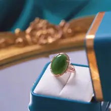 碧玉エッグ面アジャスタブルリング【S925シルバー・和田玉・軽やかなデザイン】