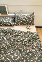 ダブルレイヤーのコットンベッドシーツ【フラワープリント・純綿・掛け布団カバー対応】（セットアップ対応）