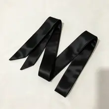 細いサテンテープのウエストベルト付きヘアバンド【白・浅青・浅紫・リボンデザイン】