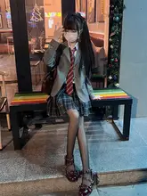 百褶スカートセット【女子高生風・春秋用・チェック柄・2点セット】