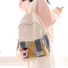 ストライプデザインのキャンバスリュック【軽量・通学/旅行用・女性用】