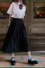 学生用JK制服風 夏用ロングスカートセット【大サイズ・プリーツスカート・ミディ丈】