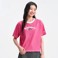Xtep ラウンドネックTシャツ【女性用・夏用・カジュアル・ショート丈】