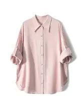 セットアップ 3点セット レディース 長袖シャツ 半袖ジャケット ショートパンツ アセテート リネンタッチ 通気性 フェミニン 上品 通勤 オフィスカジュアル 夏