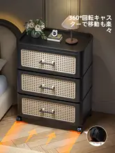 引き出し収納 組み立て不要 ブラック リビング 寝室 ベッドサイド レトロ