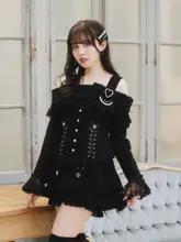 ニット レディース 量産型 甘め 蝶結び 肩出し ダブルストラップ ロリータ 「2008Lolita」
