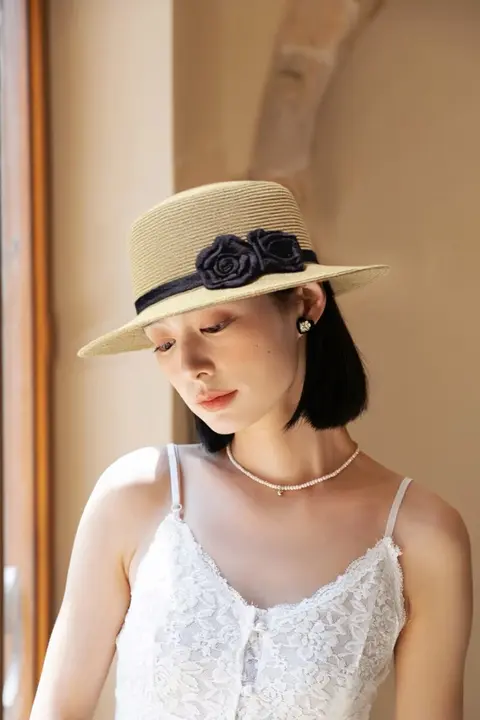 ファッション性のある平頂草帽【ビーチ・日除け仕様・女性用】