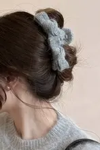 大サイズ毛糸リボンヘアクリップ【おしゃれなシュシュ・後頭部用・女性用】