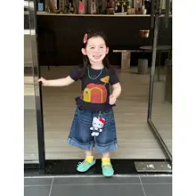 女の子用カートゥーン短袖Tシャツ【夏用・韓国風・プリントデザイン】