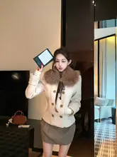 レトロ感漂うダブルボタンウールコート【秋冬用・ウエスト絞りデザイン】