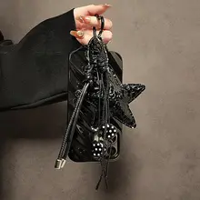 チャーム ストラップ キーホルダー スター タッセル ブラック スマホ バッグ おしゃれ