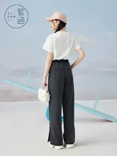 レディース夏用 ハイウエスト デニムワイドパンツ【通勤・カジュアル・涼感】