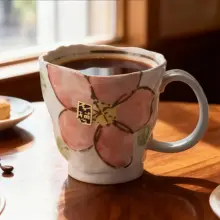 日本製 レトロ風 手作りコーヒーカップ【カップルに最適・陶製・午後のお茶用】