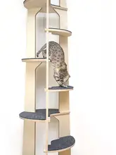 キャットタワー 多頭飼い用 ジャンプ台 無垢材 大きなスペース