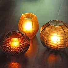 手作りガラス収納瓶【葉模様・古風な陶器風・花瓶・中華風】