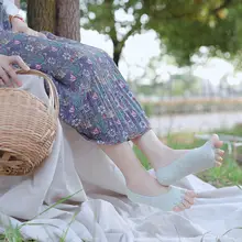 露脚趾の五指ソックス【無地・コットン・深い口・高いヒール用・滑り止め付き】（セットアップ対応）