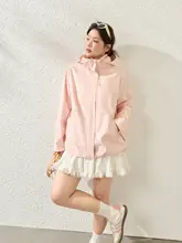 セットアップ レディース 大きいサイズ ピンク フードジャケット 白 スカート 韓流 着痩せ 甘め