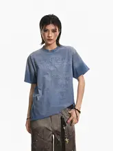 グラデーションデザインのラウンドネック半袖Tシャツ【カジュアルルーズフィット・夏用】
