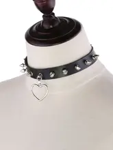 スタッズ付きチョーカー【ハートデザイン・PUレザー・ファッションアクセサリー】