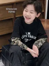 韓国風子供用長袖Tシャツ【春用・男女兼用・カジュアルデザイン】（セットアップ対応）