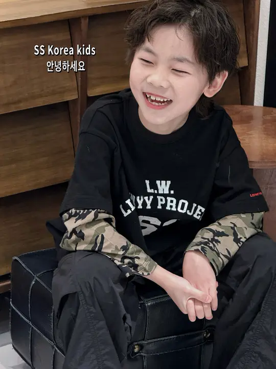 韓国風子供用長袖Tシャツ【春用・男女兼用・カジュアルデザイン】（セットアップ対応）