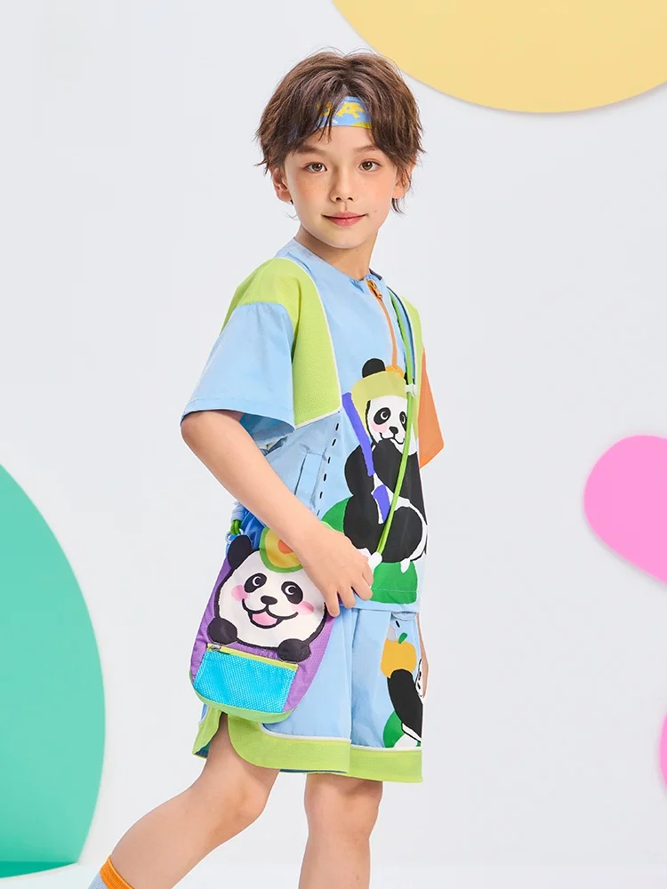 カートゥーンデザインの 子供用ショルダーバッグ：夏用キャンバス素材で軽量かつ丈夫な通勤・学校活用