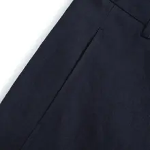 深い青のハイウエストリネンパンツ【ワイドレッグ・フィット・シンプルデザイン】