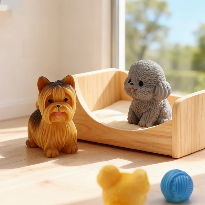 リアルなミニ犬フィギュア【可愛いデスクトップ装飾用】