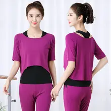 モダール素材の中袖ヨガトップス【ファッションデザイン・スポーツ・ダンス用】（セットアップ対応）