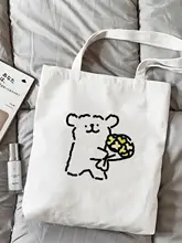 マルチーズ犬デザインのキャンバスバッグ【かわいいカートゥーンプリント・学生向け・大容量・ショルダーバッグ】