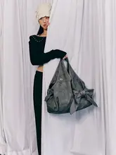 SIWEOL107 バタフライリボンショルダーバッグ【大容量・サイドハンドバッグ・フリース素材】