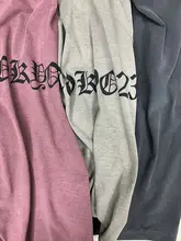 水洗染色の復古風街頭スタイル・背面ロゴ入りショートスリーブTシャツ