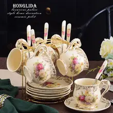 ヨーロッパスタイル ペア ティーセット【トレイ付き・セラミック・イギリス風・家庭用】