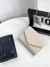 エレガントな大象模様の薄型本革三折り短財布【女性用・小銭入れ付き】