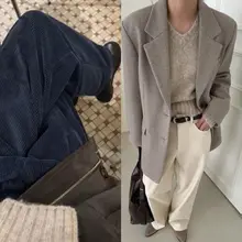 シンプルなスタイルのコーデュロイワイドパンツ【極上の柔らかさ・ストレート・カジュアル】