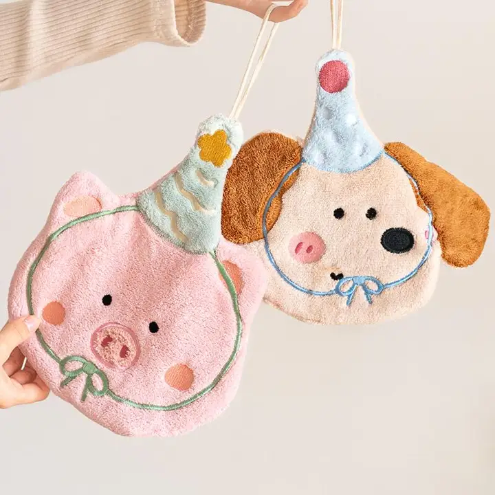かわいいハンギングコーラルフリースタオル【厚手・超吸水・家庭用】