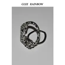 GLEE RAINBOW ブラックヒョウ デザイン ダイヤモンド付き パンク風 スカーフクリップ