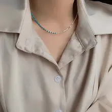 個性的で優雅なデザイン！S925銀製ターコイズフレークブレスレットネックレス【シルバー全体】