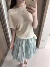 アメリカンビンテージ風 フレアスカート【膝丈・レース切替・春夏用・ハイウエスト】
