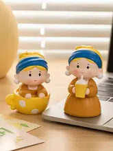 置物 ミニフィギュア キャラクター 癒やし パールガール 臼と杵 オフィス デコ インテリア「JOJO'S」