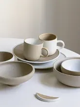北欧デザイン 陶器製1人用食器セット【マグカップ・サラダプレート・ライスボウル】