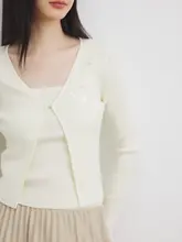 杏色花柄ニットカーディガンとベストのセットアップ（セットアップ対応）