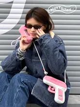 大きな電話型アクセサリーポーチ【ピンク・ギフト用】