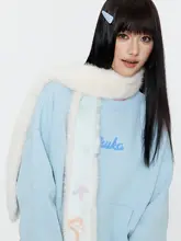 可愛いアニメデザインのシルクベルベットマフラー【男女兼用・冬用・厚手・暖かい】