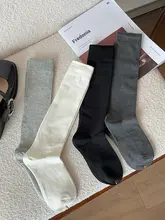 ルーズソックス レディース 白 コットン ハイソックス マイルド着圧 薄手 制服風 春 夏 秋