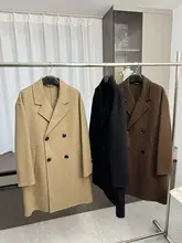 高品質ウールのダブルブレストデザイン！秋冬用メンズ両面コート【カジュアル・中長丈】