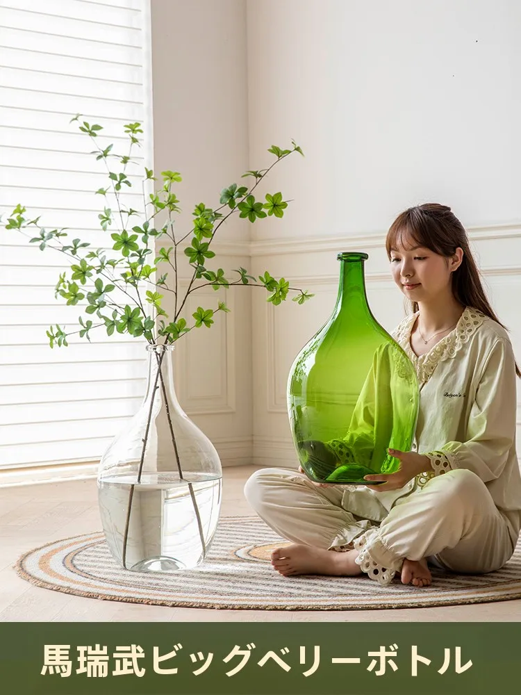 馬酔木製 高さのある透明フラワーベース【南天竹・花瓶としての使用・インテリア装飾用】
