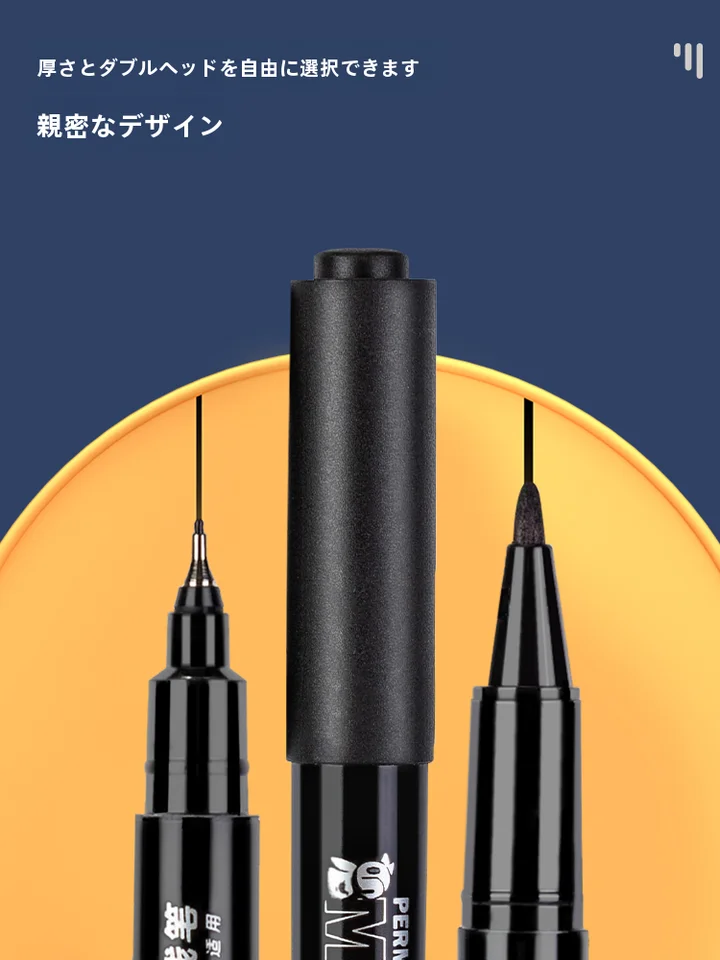 子供用デュアルチップ油性マーカー【黒・防水・防油・描画や手書きに最適】