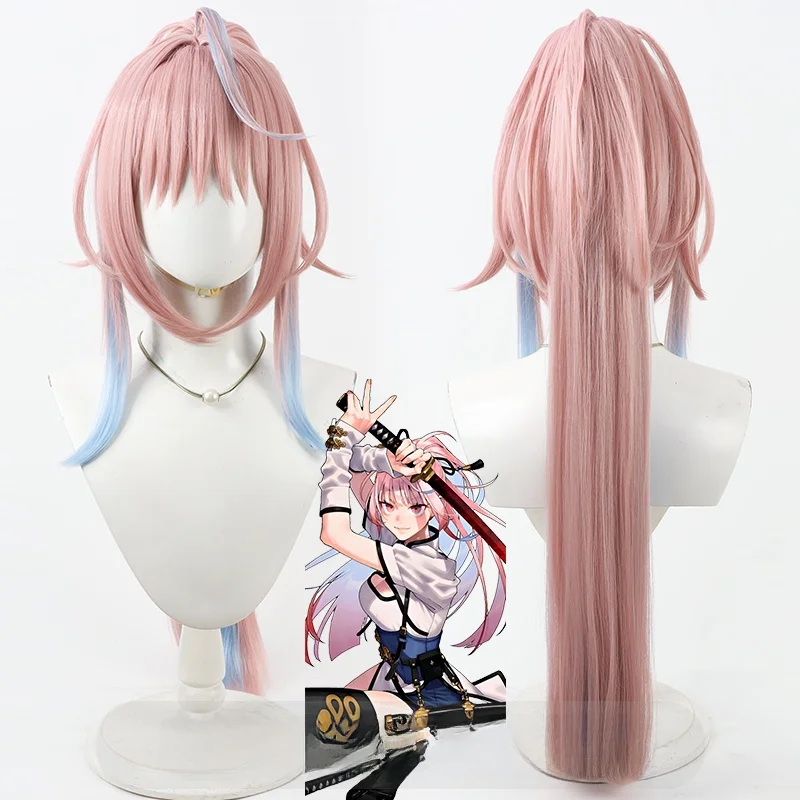コスプレ用ウィッグ ピンクのツインテール：グラデーションカラーでゲームキャラにぴったりのスタイル