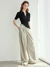 高腰 透け防止デザイン レディースパンツ【エア素材・夏用・ワイドストレート】